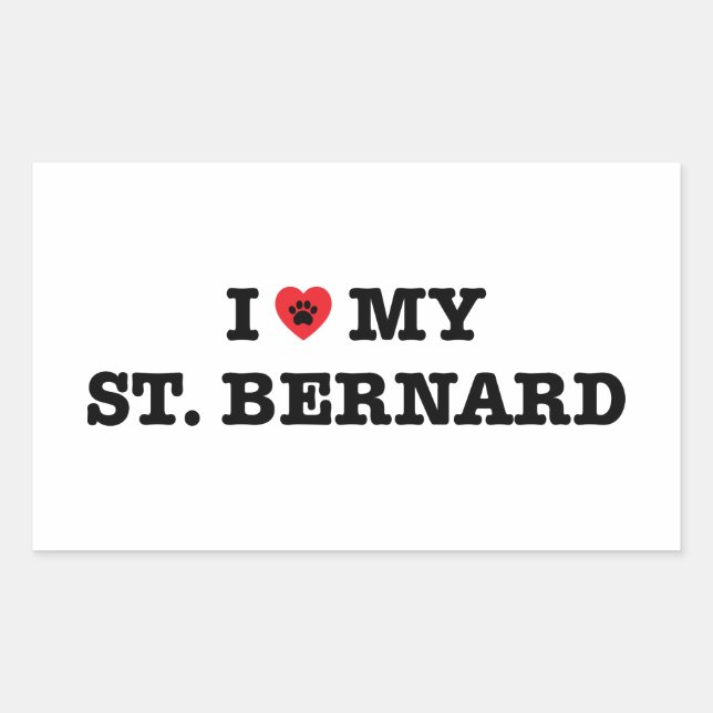 I Heart My St Bernard Rectangular Sticker (Front)