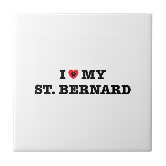 I Heart My St Bernard Tile (Front)