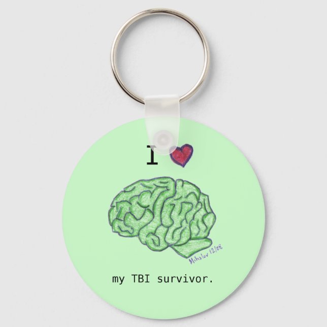 "I [heart] my TBI survivor" keychain (Front)