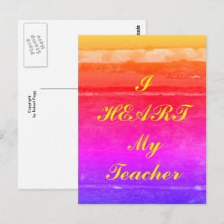 "I Heart My Teacher" appreciation postcard