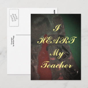 "I Heart My Teacher" appreciation postcard