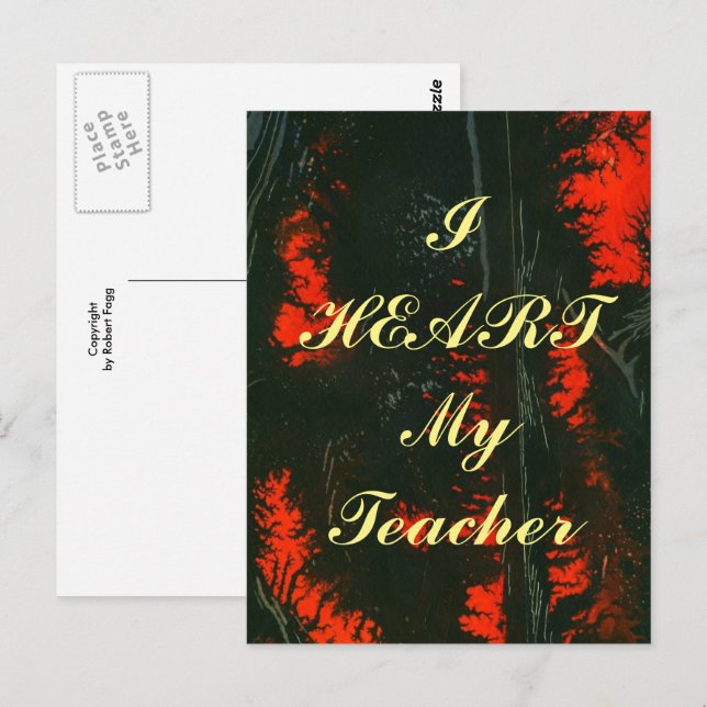 "I Heart My Teacher"  appreciation postcard (Front/Back)
