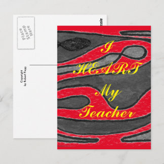 "I Heart My Teacher"  appreciation postcard