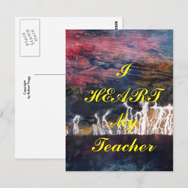 "I Heart My Teacher"  appreciation postcard (Front/Back)