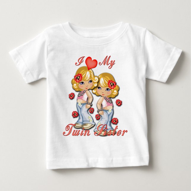 I (Heart) my Twin Sister Baby T-Shirt (Front)