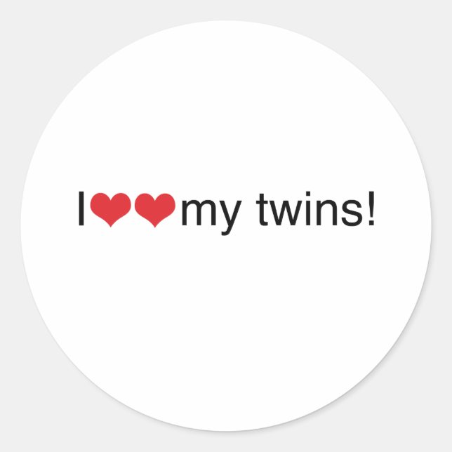 I Heart My Twins Classic Round Sticker (Front)