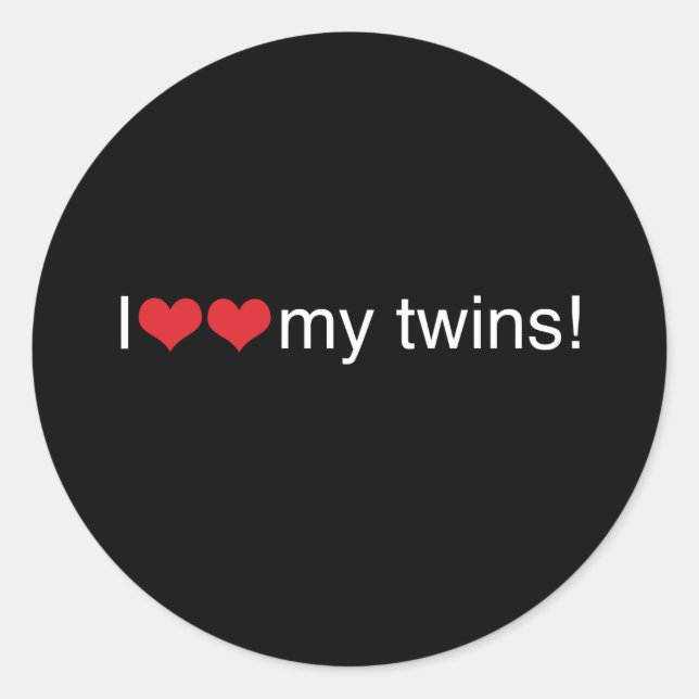 I Heart My Twins Classic Round Sticker (Front)
