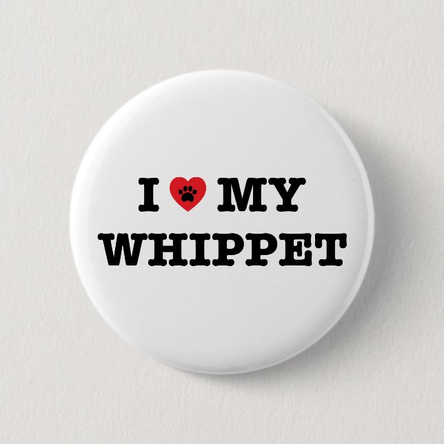 I Heart My Whippet Button (Front)
