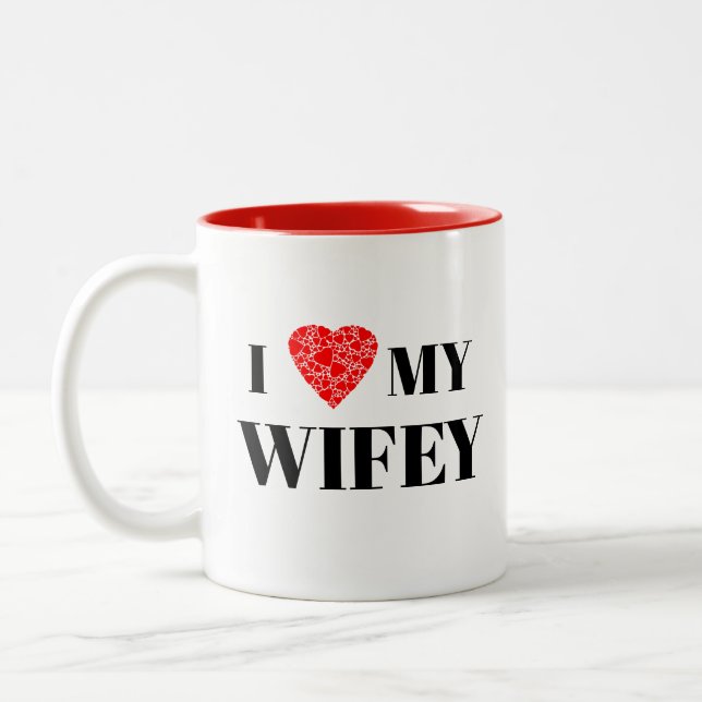 I heart my wifey | Gift to personalize Two-Tone Coffee Mug (Left)