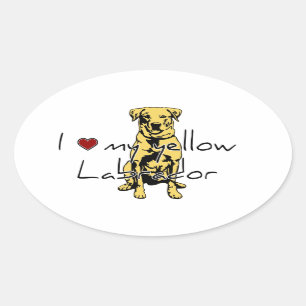 I "heart" my yellow Labrador with graphic Oval Sticker