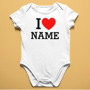 I Heart Name Baby Bodysuit