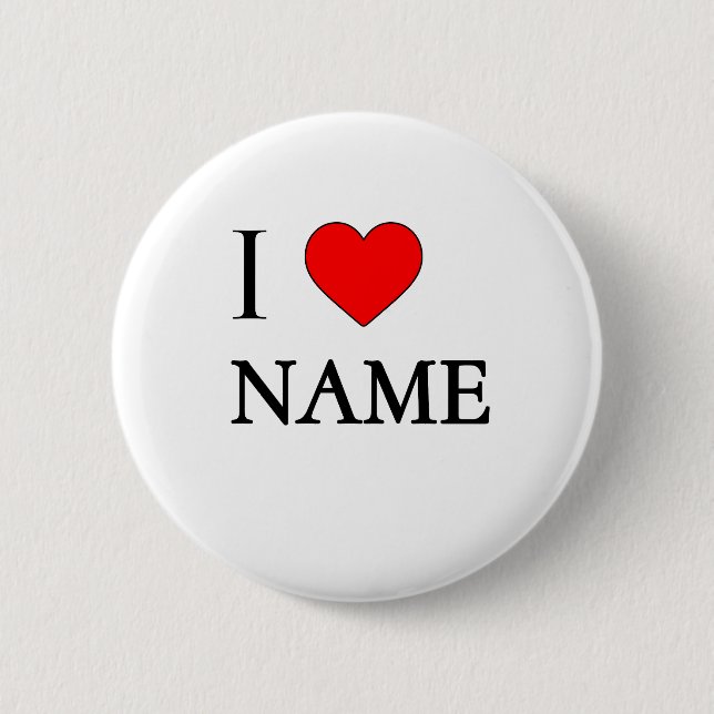 I heart Name (customisable) Button (Front)