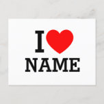 I Heart Name Holiday Postcard<br><div class="desc">Write your desired Name or Text on the name Section.</div>