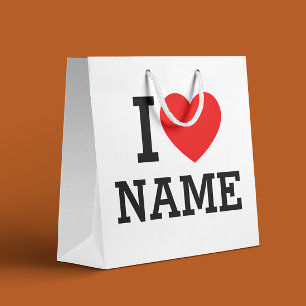 I Heart Name Large Gift Bag