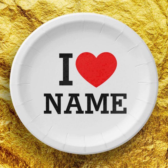 I Heart Name Paper Plate (Creator Uploaded)