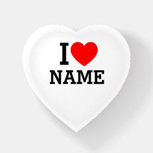I Heart Name Paperweight
