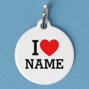 I Heart Name Pet Tag