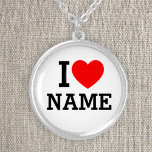 I Heart Name Silver Plated Necklace<br><div class="desc">Write your desired Name or Text on the name Section.</div>