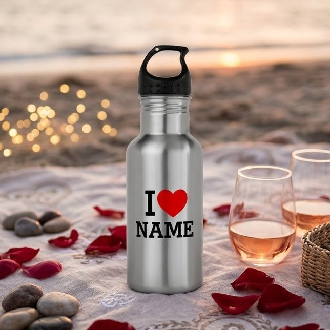 I Heart Name Stainless Steel Water Bottle (Creator Uploaded)