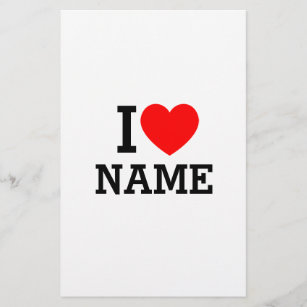 I Heart Name Stationery