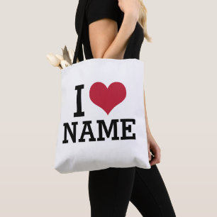 I Heart Name Tote Bag