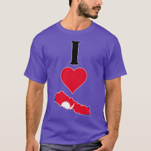 I Heart Nepal I Love Nepali National Flag Map Vert T-Shirt