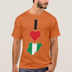 I Heart Nigeria I Love Nigerian National Flag Map T-Shirt