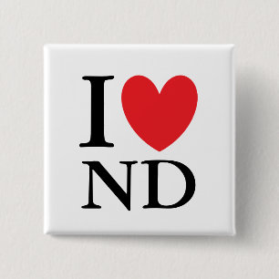 I Heart North Dakota 15 Cm Square Badge