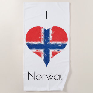I Heart Norway Norwegian Flag Beach Towel