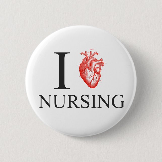 I Heart Nursing 6 Cm Round Badge (Front)
