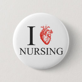 I Heart Nursing 6 Cm Round Badge