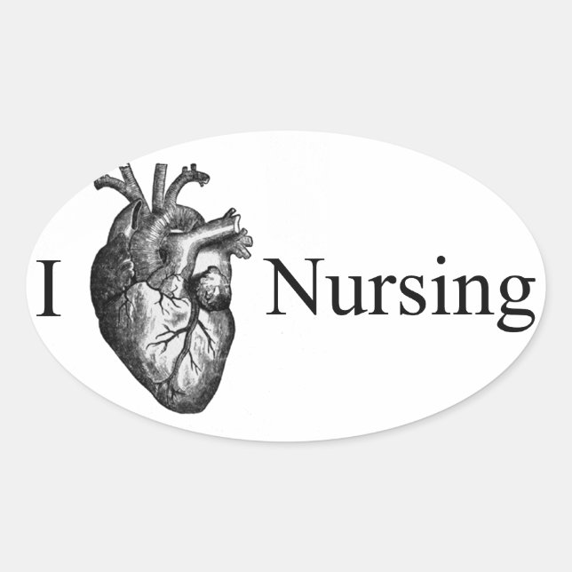 I Heart Nursing Oval Sticker (Front)