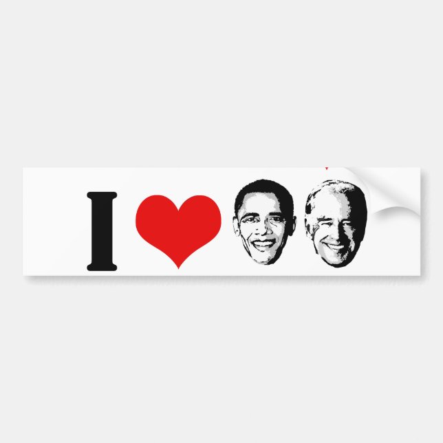 I HEART OBAMA BIDEN BUMPER STICKER (Front)