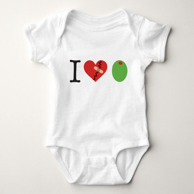 i heart olive white) baby bodysuit (Front)