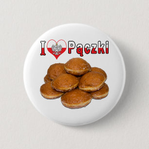 I Heart Paczki Polish Food 6 Cm Round Badge