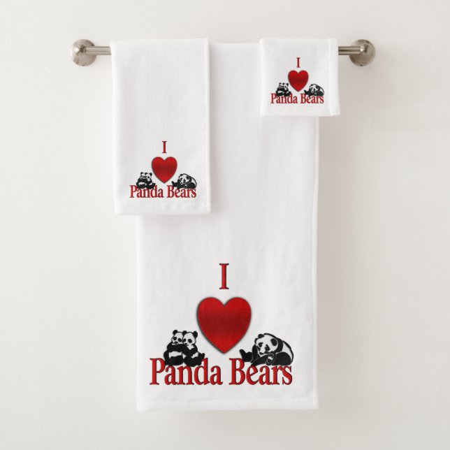 I Heart Panda Bears Bath Towel Set (Insitu)