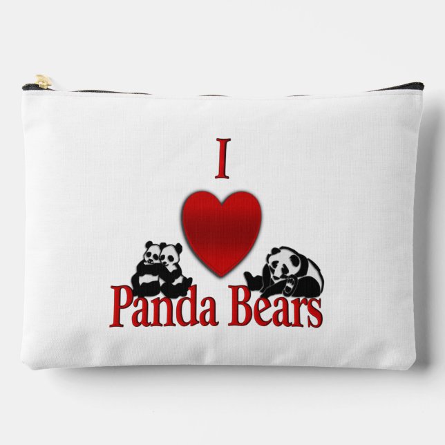 I Heart Panda Bears Fun Accessory Pouch (Front)