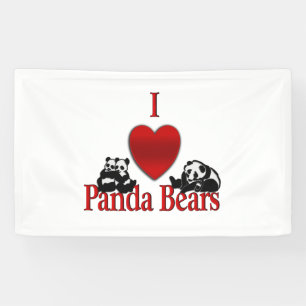 I Heart Panda Bears Fun Banner
