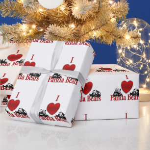 I Heart Panda Bears Fun Wrapping Paper
