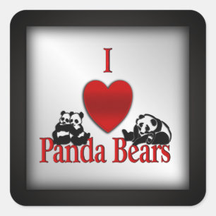 I Heart Panda Bears Square Sticker