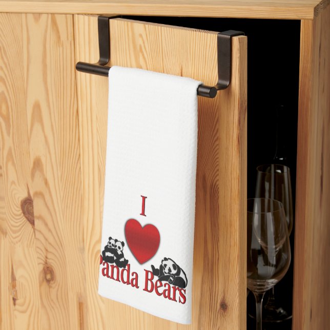 I Heart Panda Bears Tea Towel (Thirds Fold)