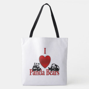 I Heart Panda Bears Tote Bag