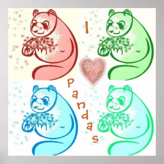 I Heart Pandas Poster