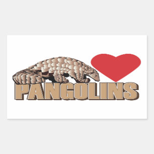 I heart Pangolins Rectangular Sticker