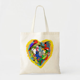 I heart parrots cute cartoon tote bag
