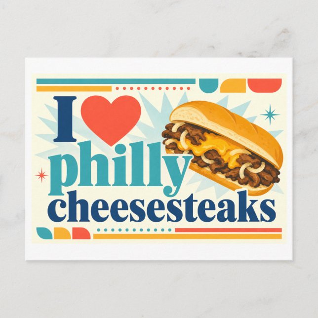 "I [Heart] Philly Cheesesteaks" Postcard (Front)