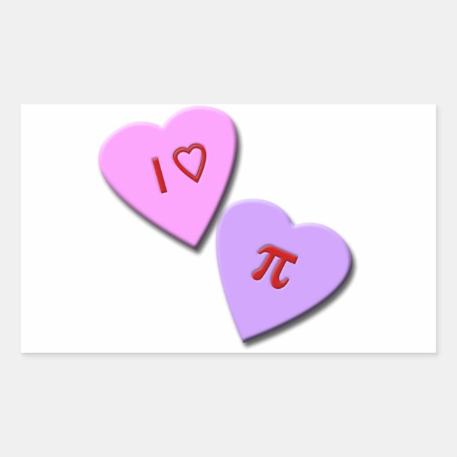 I Heart Pi Candy Hearts Rectangular Sticker (Front)
