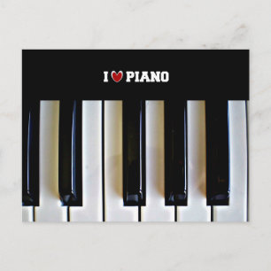 I heart Piano with piano keys Postcard