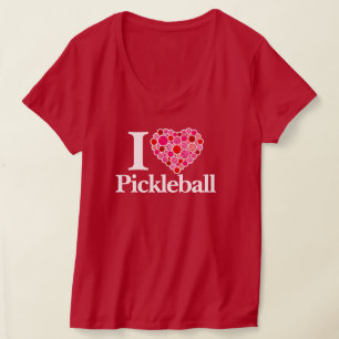 I Heart Pickleball Filled Heart Pink and Red T-Shirt