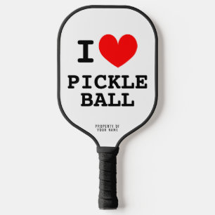 I heart pickleball paddle with personalised name